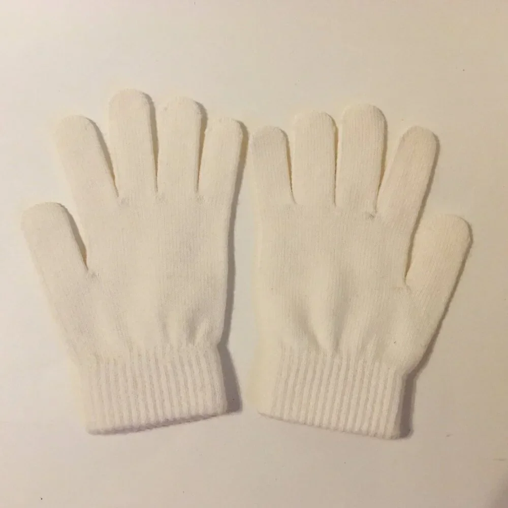 Black White Kids Gloves 2 Pair Boys Girls Children Unisex Knitted Stretch
